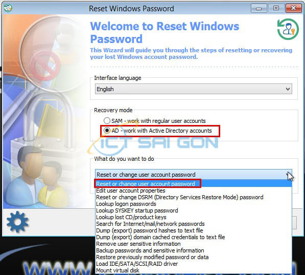 Reset password User trong domain