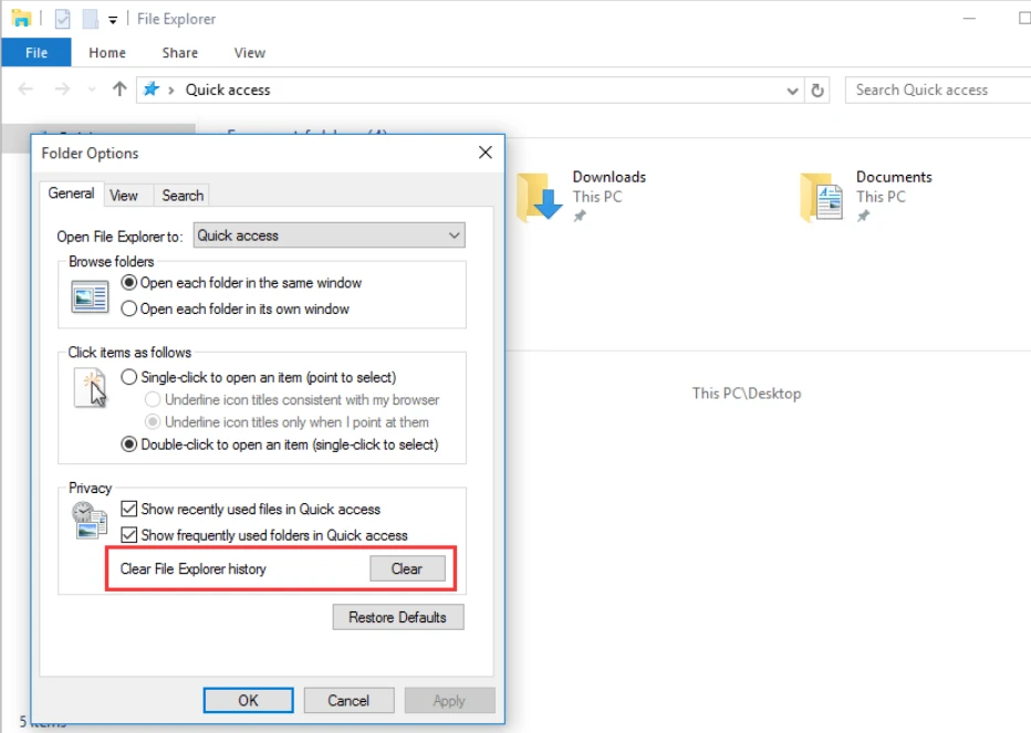 Xoa Bo Nho Dem May Tinh -Cách xóa Lịch sử File Explorer trên Windows 10/8/7