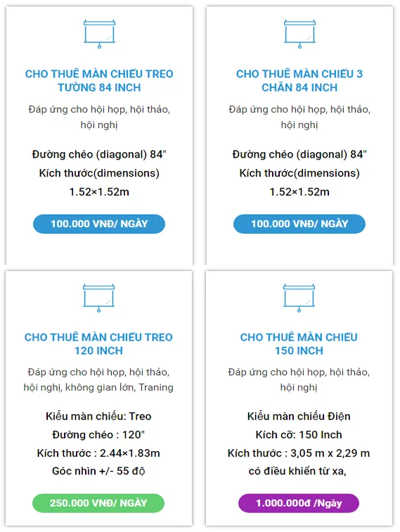 Bảng giá cho thuê màn chiếu tại ICT Sài Gòn