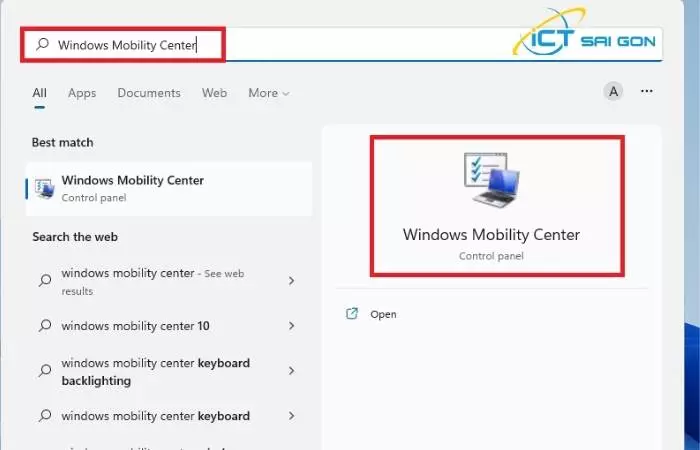 Sử dụng Windows Mobility Center để thay đổi độ sáng đèn bàn phím